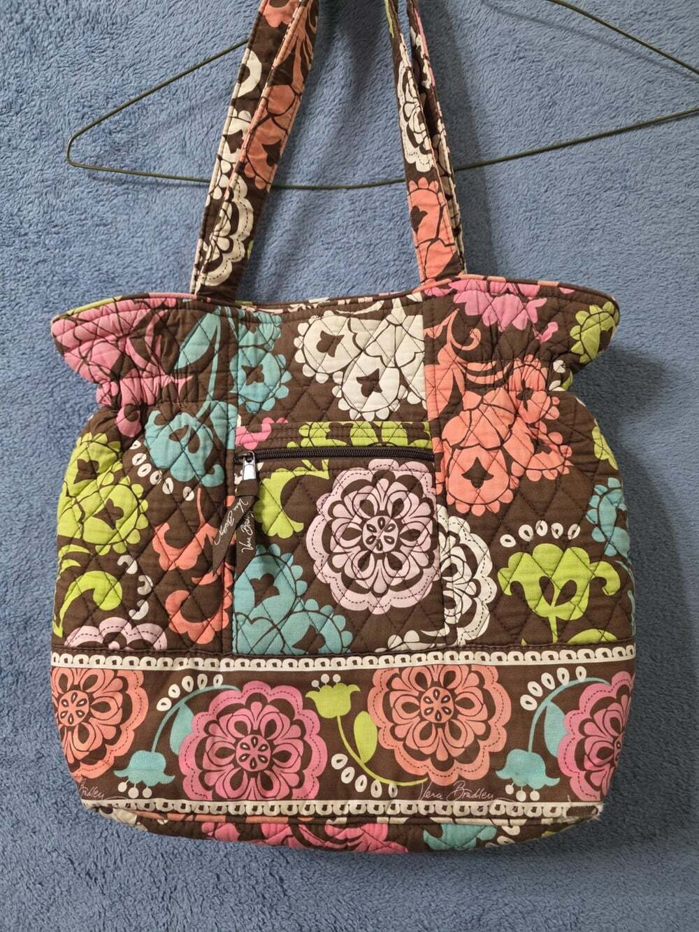 Vera Bradley Lola Brown Floral Tote Purse Retired